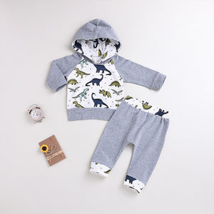 Dinosaur Hooded Tops & Pullover Pants Outfit