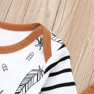 Baby Boy Girl Feather Tee and Striped Pants