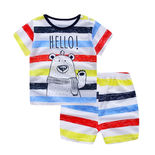 Striped Hello Bear Summer Outfit