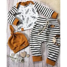 Load image into Gallery viewer, Baby Boy Girl Feather Tee and Striped Pants